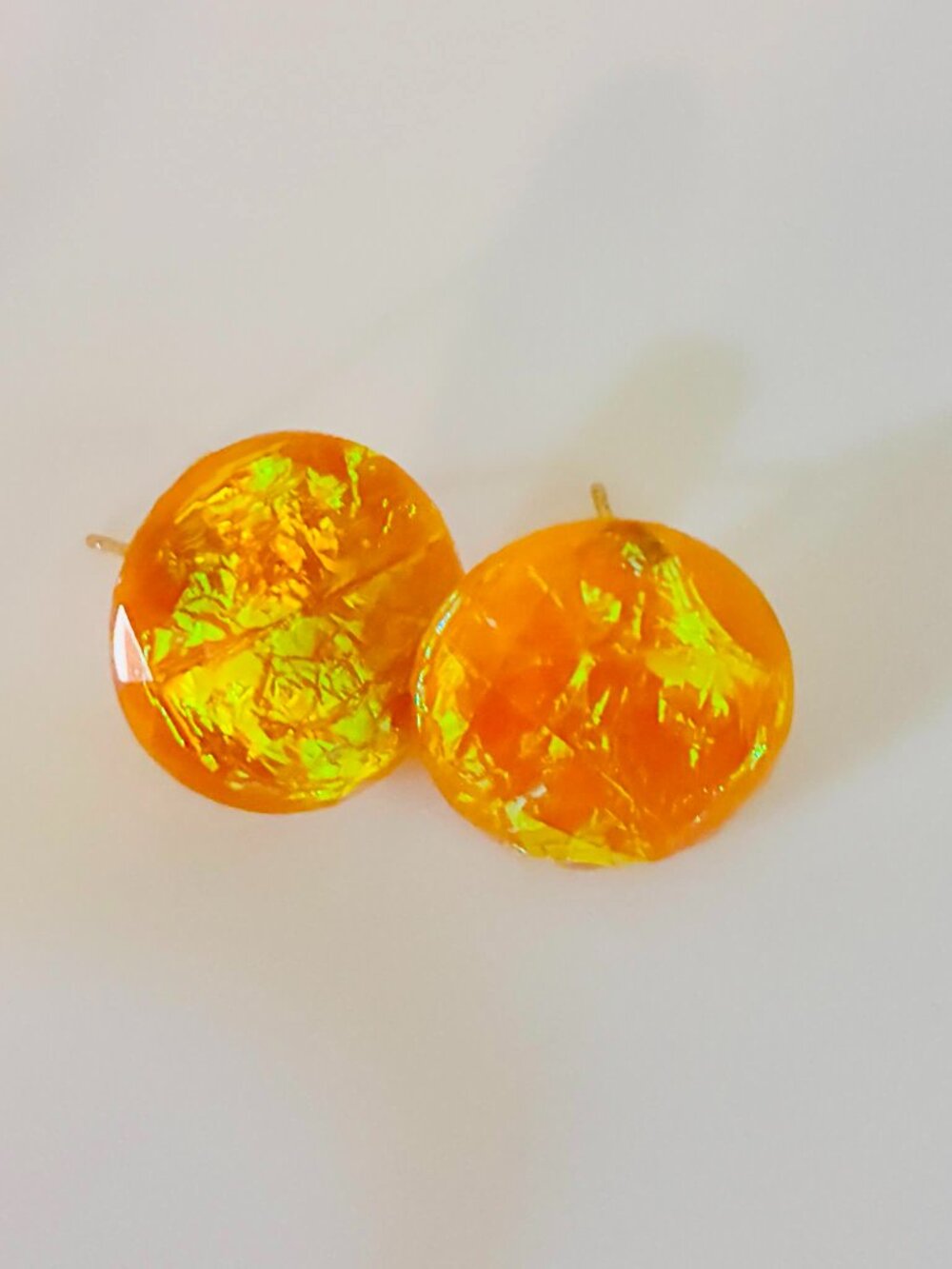 Shiny Around Orange Acrylic Earrings: Unique,